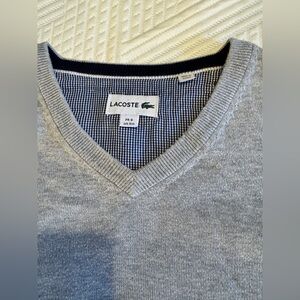 Lacoste Men's Gray V-Neck Sweater
